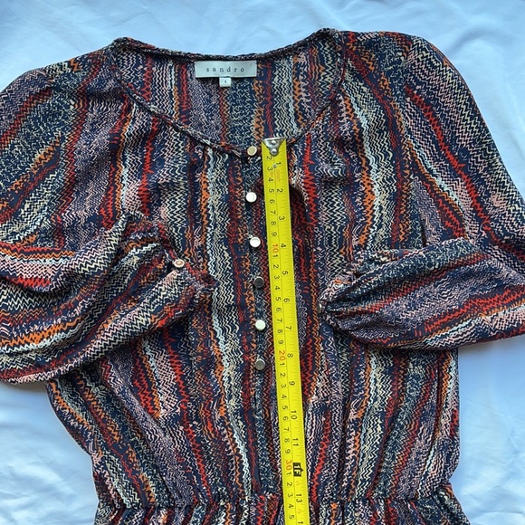 Sandro 100% Silk Dress With Elasticized Waist Sandro Size 1 or US Small - Picture 7 of 15